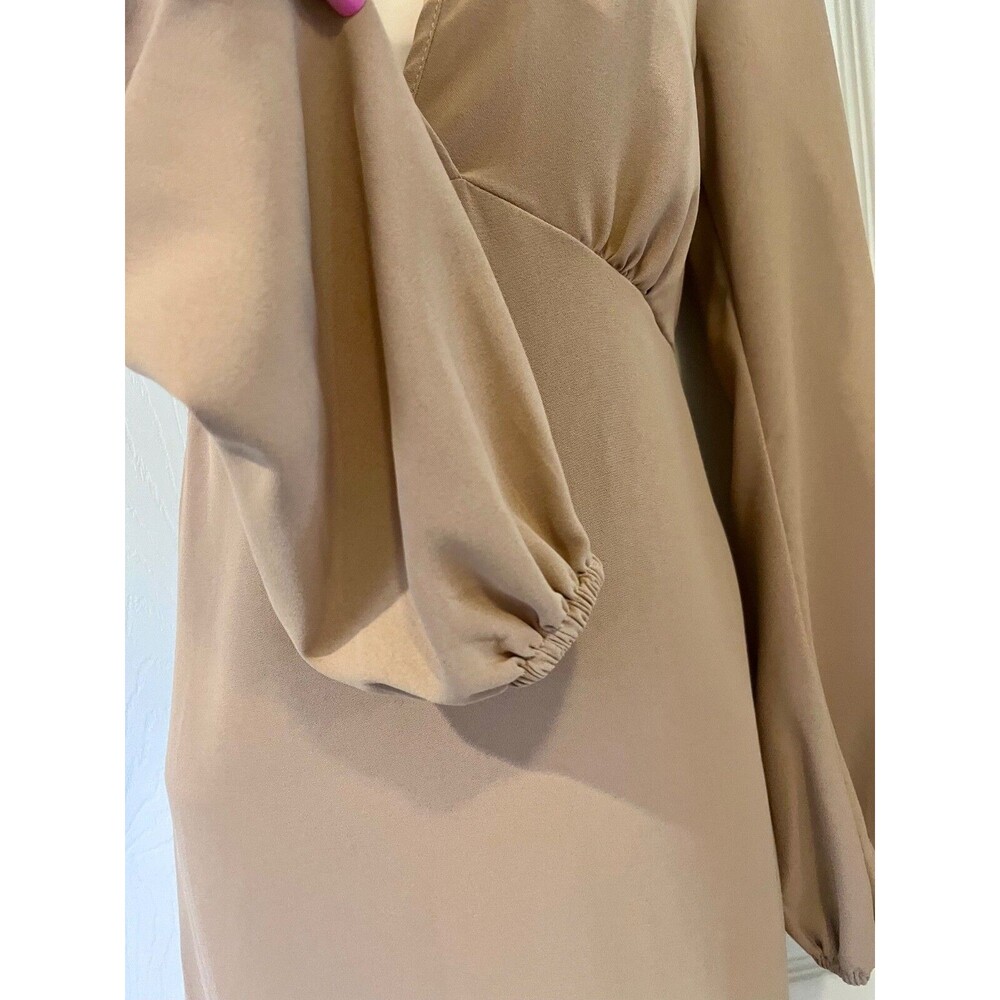 Empire Waist Puff Longsleeve Dress Womens XS Peach Fairy Regency Cottage Girly - Picture 5 of 8